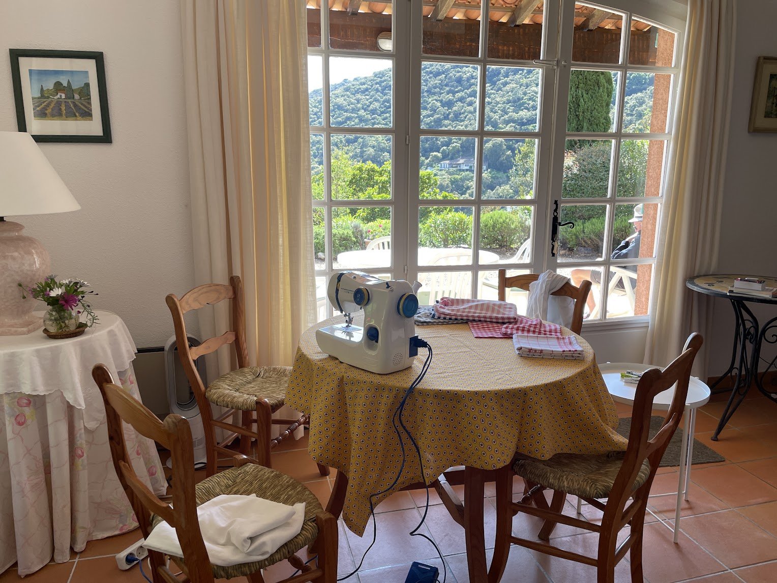 Dining area with French windows onto the terrace